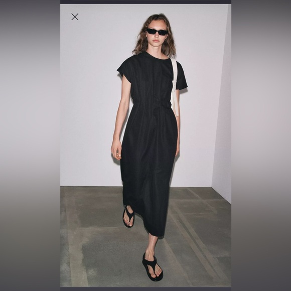 NWT Zara - ZW Collection Pleated Midi Dress - Picture 2 of 6